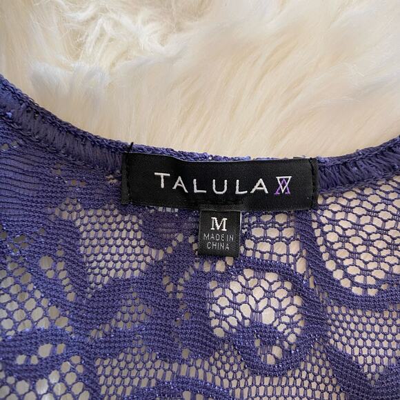 Aritzia Talula Sheer Floral Lace Tank Top Blue Medium - Picture 3 of 8